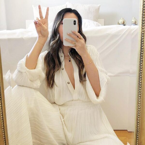 Jessie White Blouse and Wide Leg Pant Two Piece Set - Image 2