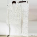 Keira White Lace Blazer and Pant Two Piece Set