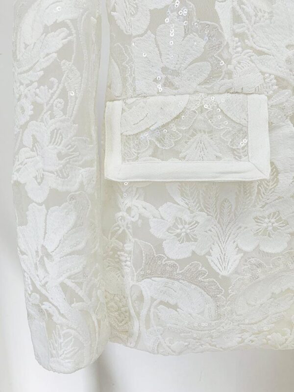 Keira White Lace Blazer and Pant Two Piece Set - Image 6