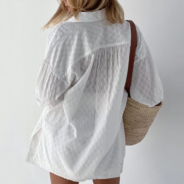 Lavinia Blue Puff Sleeve Shirt and Shorts Two Piece Set - Image 2