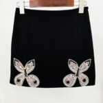 Madeline Black Crystal Butterfly Black Blazer and Mini Skirt Two Piece Set