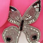 Madeline Pink Crystal Butterfly Black Blazer and Mini Skirt Two Piece Set