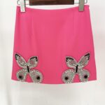 Madeline Pink Crystal Butterfly Black Blazer and Mini Skirt Two Piece Set