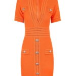 Morgan Orange Knit Bodycon Dress