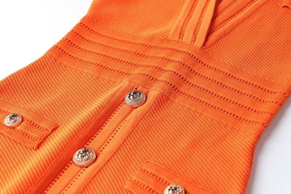 Morgan Orange Knit Bodycon Dress - Image 3