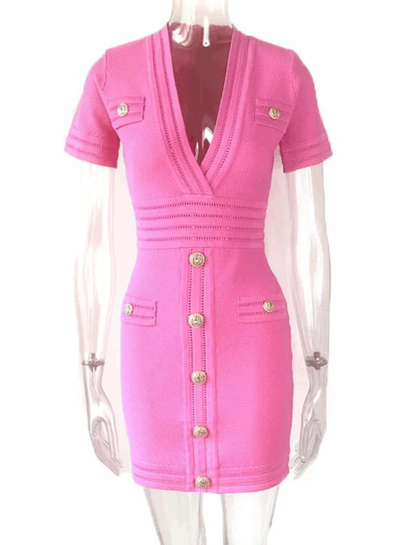 Morgan Pink Knit Bodycon Dress - Image 3