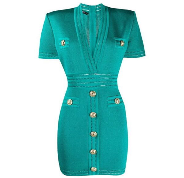 Morgan Turquoise Knit Bodycon Dress - Image 4
