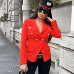 Natalia Red Double Breasted Blazer