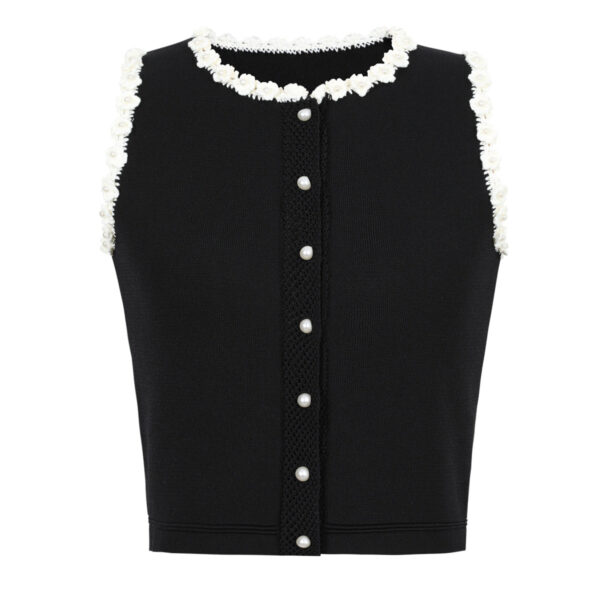Fernie Knit Crop Top and Mini Skirt Set with Pearl Detail - Image 3