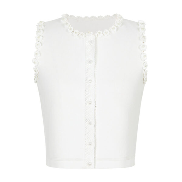 Fernie Knit Crop Top and Mini Skirt Set with Pearl Detail - Image 5