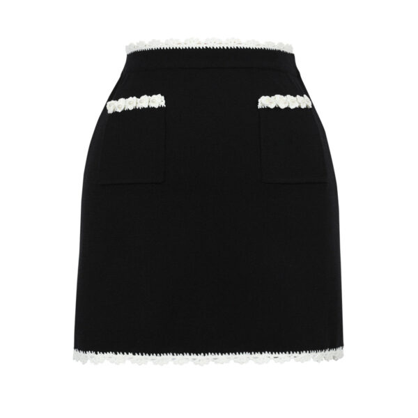 Fernie Knit Crop Top and Mini Skirt Set with Pearl Detail - Image 4