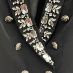 Rita Black Rhinestone Trim Double Breasted Blazer