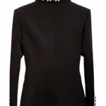 Rita Black Rhinestone Trim Double Breasted Blazer