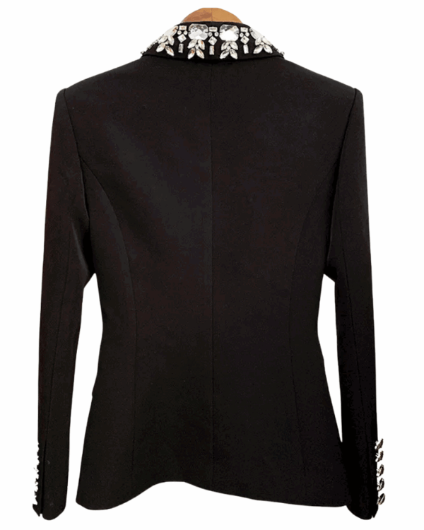 Rita Black Rhinestone Trim Double Breasted Blazer - Image 5