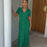 Zariah Short Sleeve Button Up Knit Midi Dress